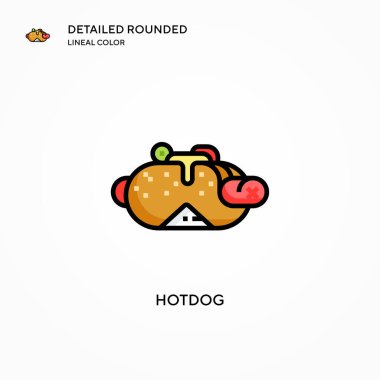 Hotdog vektör simgesi. Modern vektör illüstrasyon kavramları. Düzenlemesi ve kişiselleştirmesi kolay.
