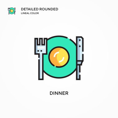 Akşam yemeği ikonu. Modern vektör illüstrasyon kavramları. Düzenlemesi ve kişiselleştirmesi kolay.
