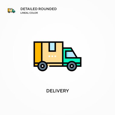 Teslimat vektör simgesi. Modern vektör illüstrasyon kavramları. Düzenlemesi ve kişiselleştirmesi kolay.