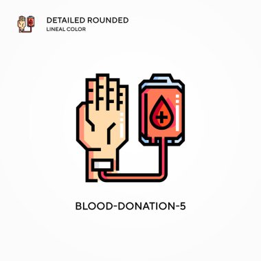 Kan bağışı 5 vektör ikonu. Modern vektör illüstrasyon kavramları. Düzenlemesi ve kişiselleştirmesi kolay.
