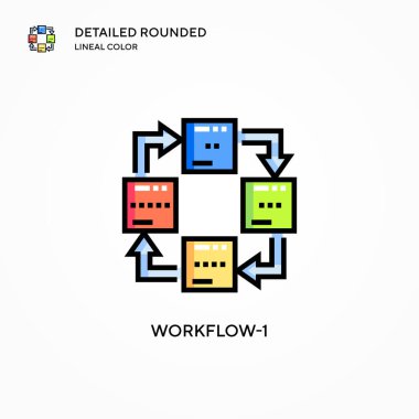 Workflow-1 vektör simgesi. Modern vektör illüstrasyon kavramları. Düzenlemesi ve kişiselleştirmesi kolay.