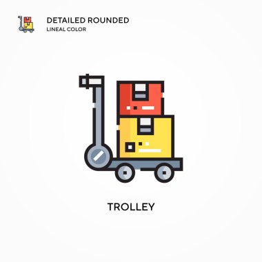 Trolley vektör simgesi. Modern vektör illüstrasyon kavramları. Düzenlemesi ve kişiselleştirmesi kolay.