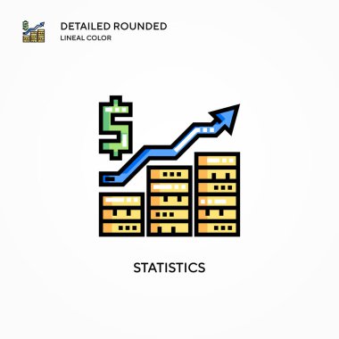 İstatistik vektör simgesi. Modern vektör illüstrasyon kavramları. Düzenlemesi ve kişiselleştirmesi kolay.