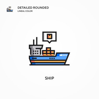 Gemi vektör simgesi. Modern vektör illüstrasyon kavramları. Düzenlemesi ve kişiselleştirmesi kolay.