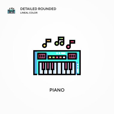 Piyano vektör ikonu. Modern vektör illüstrasyon kavramları. Düzenlemesi ve kişiselleştirmesi kolay.