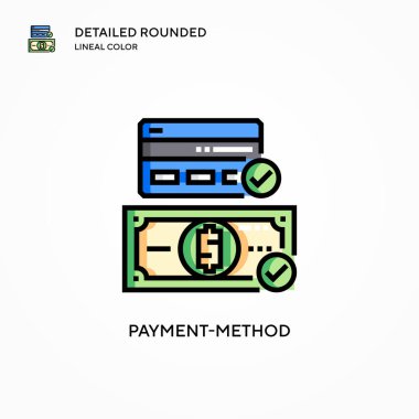 Ödeme yöntemi vektör simgesi. Modern vektör illüstrasyon kavramları. Düzenlemesi ve kişiselleştirmesi kolay.