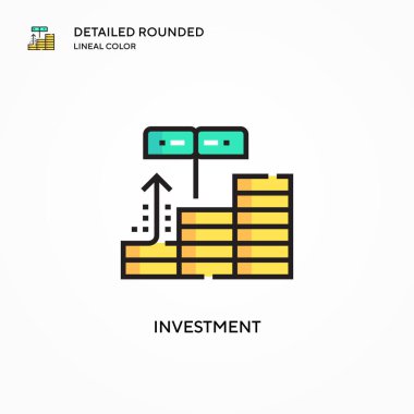 Yatırım vektör simgesi. Modern vektör illüstrasyon kavramları. Düzenlemesi ve kişiselleştirmesi kolay.