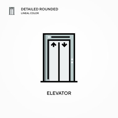 Asansör vektör simgesi. Modern vektör illüstrasyon kavramları. Düzenlemesi ve kişiselleştirmesi kolay.