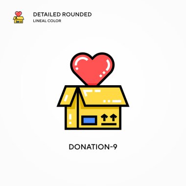 Bağış-9 vektör simgesi. Modern vektör illüstrasyon kavramları. Düzenlemesi ve kişiselleştirmesi kolay.
