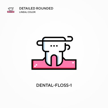 Diş ipi-1 vektör simgesi. Modern vektör illüstrasyon kavramları. Düzenlemesi ve kişiselleştirmesi kolay.