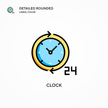 Saat vektör simgesi. Modern vektör illüstrasyon kavramları. Düzenlemesi ve kişiselleştirmesi kolay.