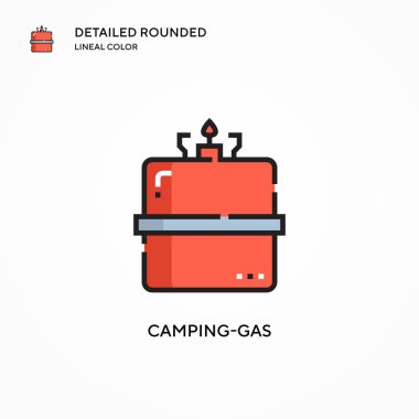Kamp gazı vektör ikonu. Modern vektör illüstrasyon kavramları. Düzenlemesi ve kişiselleştirmesi kolay.