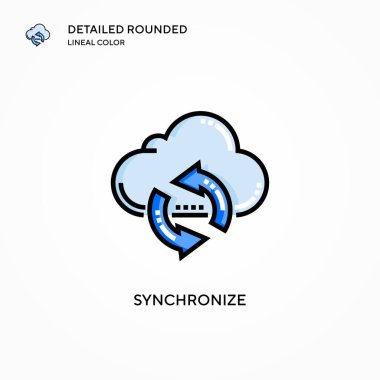 Vektör simgesini eşzamanla. Modern vektör illüstrasyon kavramları. Düzenlemesi ve kişiselleştirmesi kolay.