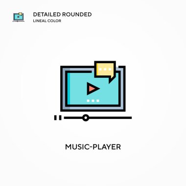 Müzik çalar vektör simgesi. Modern vektör illüstrasyon kavramları. Düzenlemesi ve kişiselleştirmesi kolay.