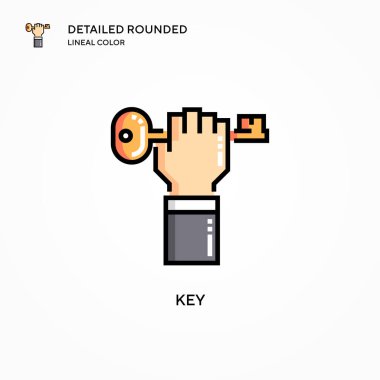 Anahtar vektör simgesi. Modern vektör illüstrasyon kavramları. Düzenlemesi ve kişiselleştirmesi kolay.