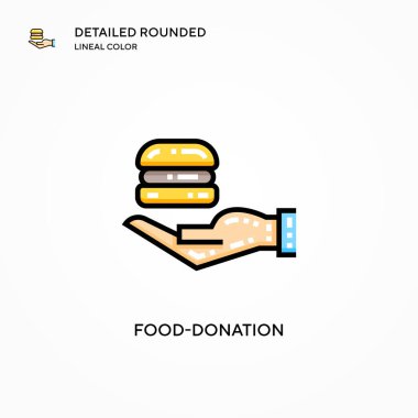 Yiyecek bağışı vektör ikonu. Modern vektör illüstrasyon kavramları. Düzenlemesi ve kişiselleştirmesi kolay.