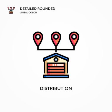 Dağıtım vektör simgesi. Modern vektör illüstrasyon kavramları. Düzenlemesi ve kişiselleştirmesi kolay.