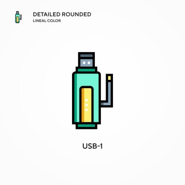 Usb-1 vektör simgesi. Modern vektör illüstrasyon kavramları. Düzenlemesi ve kişiselleştirmesi kolay.