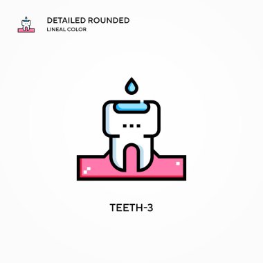 Diş-3 vektör simgesi. Modern vektör illüstrasyon kavramları. Düzenlemesi ve kişiselleştirmesi kolay.