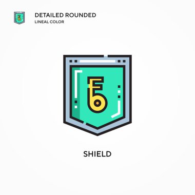 Kalkan vektör simgesi. Modern vektör illüstrasyon kavramları. Düzenlemesi ve kişiselleştirmesi kolay.