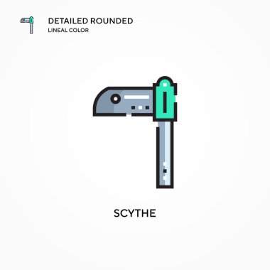 Scythe vektör simgesi. Modern vektör illüstrasyon kavramları. Düzenlemesi ve kişiselleştirmesi kolay.