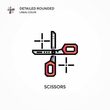 Makas vektör simgesi. Modern vektör illüstrasyon kavramları. Düzenlemesi ve kişiselleştirmesi kolay.