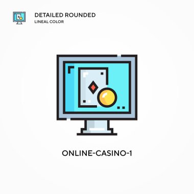 Çevrimiçi kumarhane-1 vektör simgesi. Modern vektör illüstrasyon kavramları. Düzenlemesi ve kişiselleştirmesi kolay.