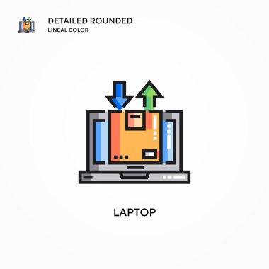 Laptop vektör simgesi. Modern vektör illüstrasyon kavramları. Düzenlemesi ve kişiselleştirmesi kolay.