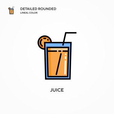 Meyve suyu vektörü ikonu. Modern vektör illüstrasyon kavramları. Düzenlemesi ve kişiselleştirmesi kolay.