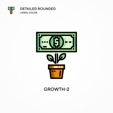 Büyüme-2 vektör simgesi. Modern vektör illüstrasyon kavramları. Düzenlemesi ve kişiselleştirmesi kolay.