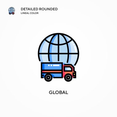 Küresel vektör simgesi. Modern vektör illüstrasyon kavramları. Düzenlemesi ve kişiselleştirmesi kolay.