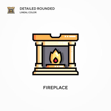 Şömine vektör simgesi. Modern vektör illüstrasyon kavramları. Düzenlemesi ve kişiselleştirmesi kolay.