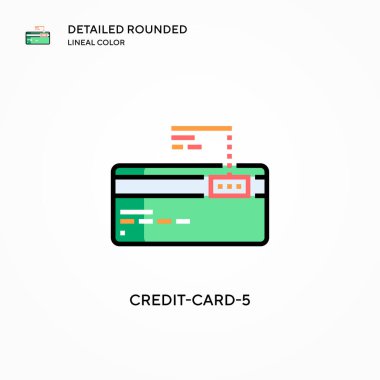 Kredi kartı-5 vektör simgesi. Modern vektör illüstrasyon kavramları. Düzenlemesi ve kişiselleştirmesi kolay.