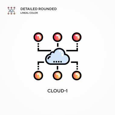 Bulut-1 vektör simgesi. Modern vektör illüstrasyon kavramları. Düzenlemesi ve kişiselleştirmesi kolay.