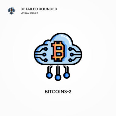 Bitcoins-2 vektör simgesi. Modern vektör illüstrasyon kavramları. Düzenlemesi ve kişiselleştirmesi kolay.