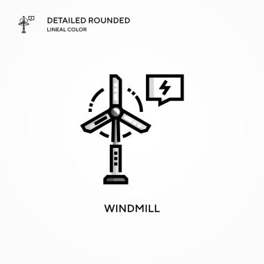 Yel değirmeni ikonu. Modern vektör illüstrasyon kavramları. Düzenlemesi ve kişiselleştirmesi kolay.