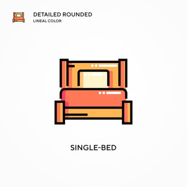 Tek yataklı vektör ikonu. Modern vektör illüstrasyon kavramları. Düzenlemesi ve kişiselleştirmesi kolay.