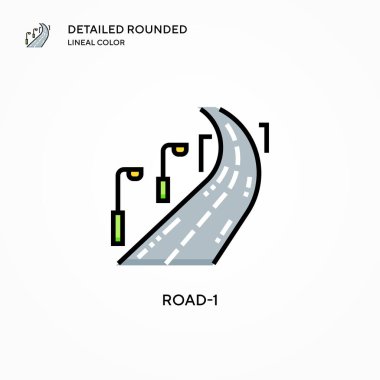 Yol-1 vektör simgesi. Modern vektör illüstrasyon kavramları. Düzenlemesi ve kişiselleştirmesi kolay.