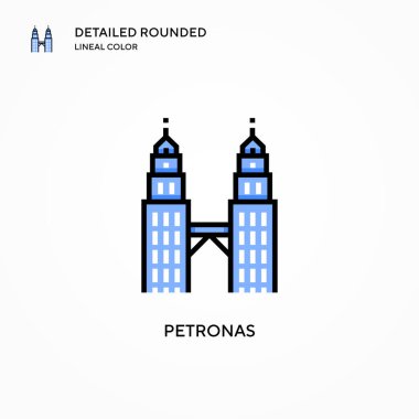 Petronas vektör simgesi. Modern vektör illüstrasyon kavramları. Düzenlemesi ve kişiselleştirmesi kolay.