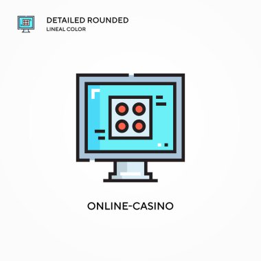 Online kumarhane vektör simgesi. Modern vektör illüstrasyon kavramları. Düzenlemesi ve kişiselleştirmesi kolay.