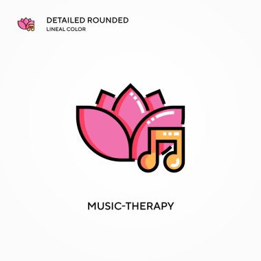 Müzik terapisi vektör simgesi. Modern vektör illüstrasyon kavramları. Düzenlemesi ve kişiselleştirmesi kolay.