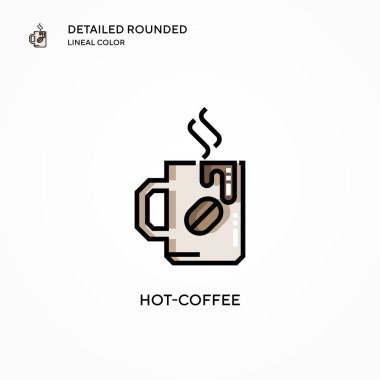 Sıcak kahve vektör simgesi. Modern vektör illüstrasyon kavramları. Düzenlemesi ve kişiselleştirmesi kolay.