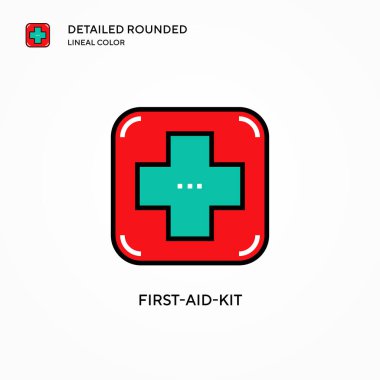 İlk yardım seti vektör simgesi. Modern vektör illüstrasyon kavramları. Düzenlemesi ve kişiselleştirmesi kolay.