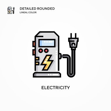 Elektrik vektör simgesi. Modern vektör illüstrasyon kavramları. Düzenlemesi ve kişiselleştirmesi kolay.