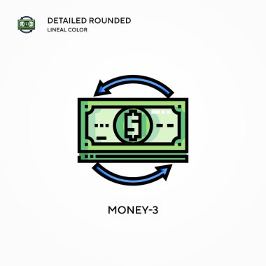 Money-3 vektör simgesi. Modern vektör illüstrasyon kavramları. Düzenlemesi ve kişiselleştirmesi kolay.