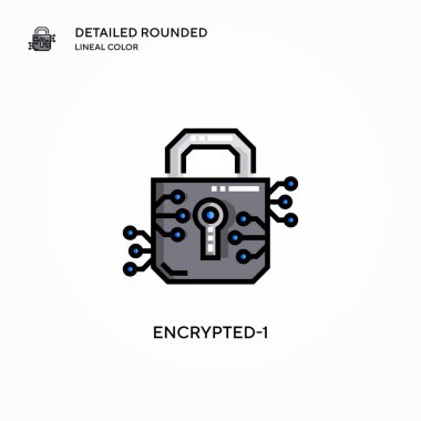 Şifrelenmiş vektör simgesi. Modern vektör illüstrasyon kavramları. Düzenlemesi ve kişiselleştirmesi kolay.