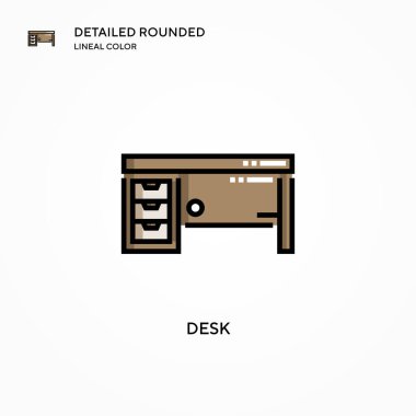 Masa vektör simgesi. Modern vektör illüstrasyon kavramları. Düzenlemesi ve kişiselleştirmesi kolay.