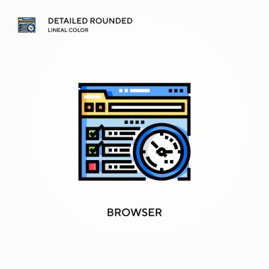 Tarayıcı vektör simgesi. Modern vektör illüstrasyon kavramları. Düzenlemesi ve kişiselleştirmesi kolay.
