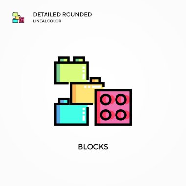 Bloklar vektör simgesi. Modern vektör illüstrasyon kavramları. Düzenlemesi ve kişiselleştirmesi kolay.