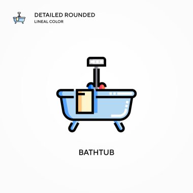 Küvet vektör simgesi. Modern vektör illüstrasyon kavramları. Düzenlemesi ve kişiselleştirmesi kolay.